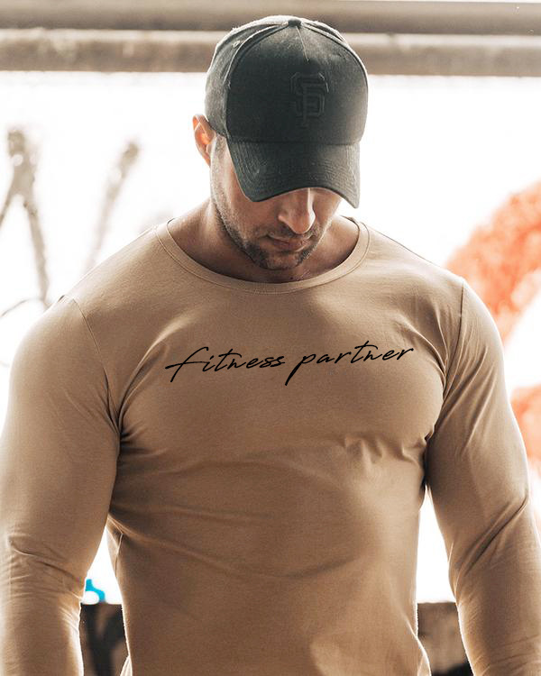 Muscle Sweatshirts Fit Long Sleeve T-shirt Quick Dry Long Sleeve Mens Stretch Slim Gym Workout Slim Men Cotton Casual Printed