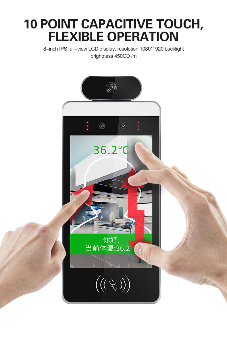 8" Body Temperature Face Recognition Thermometer Measurement System
