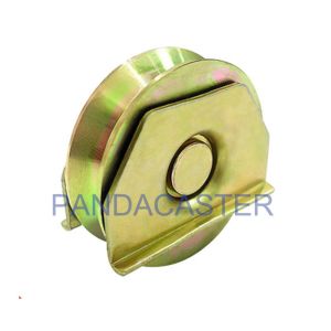 Quality 4 Inch Steel V Groove Track Rollers 98mm Sliding Gate Roller Wheels With Fixing Clip for sale