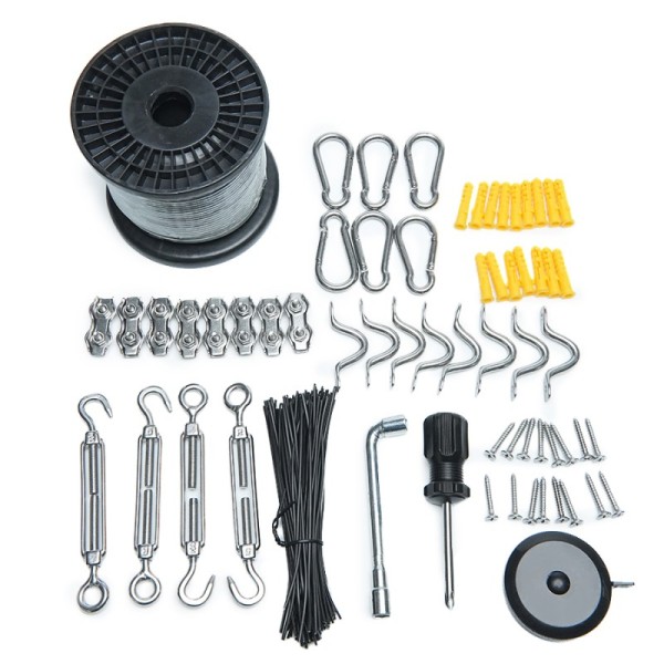 Stainless Steel Wire with Thimble Hanging Wire Kit Apply to String Lights Cable Suspension Kit Hanging Wire
