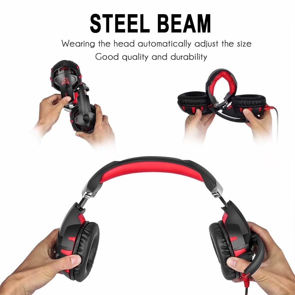 LED Over Ear 100mA DC5V USB Gaming Headset With Microphone