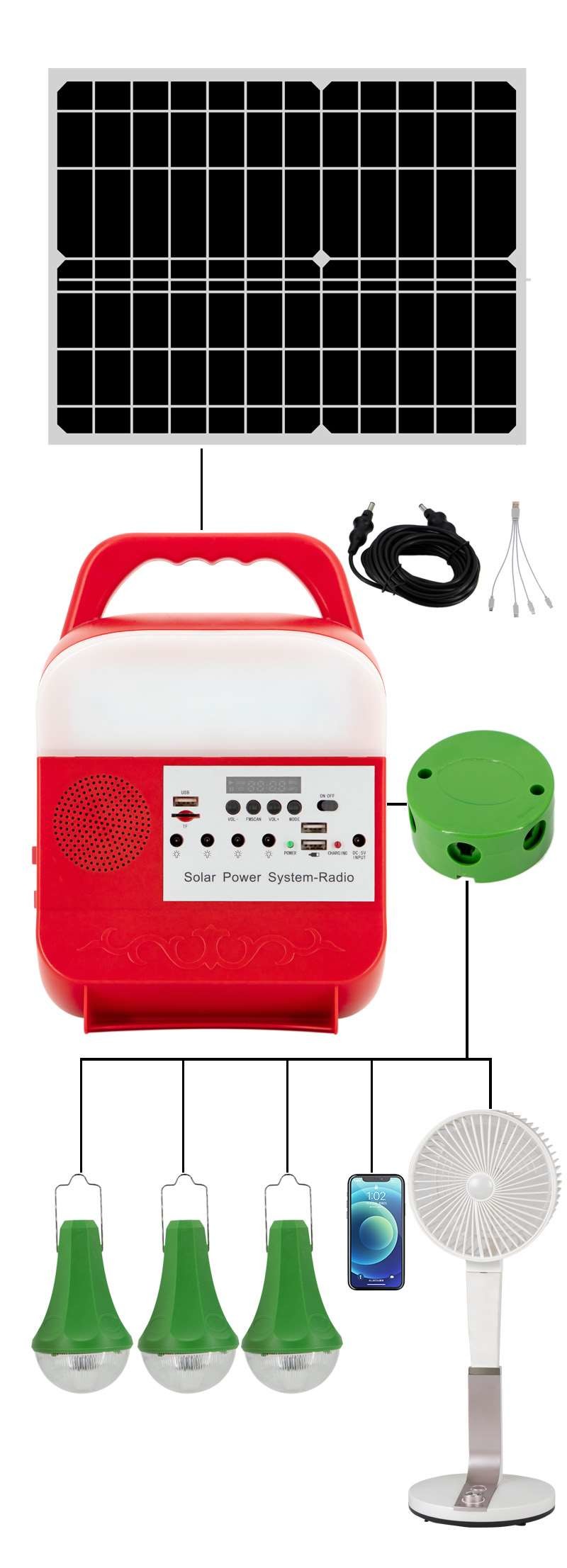 Household Solar Speaker Power Lighting System Radio Panel Energy Light System Kit