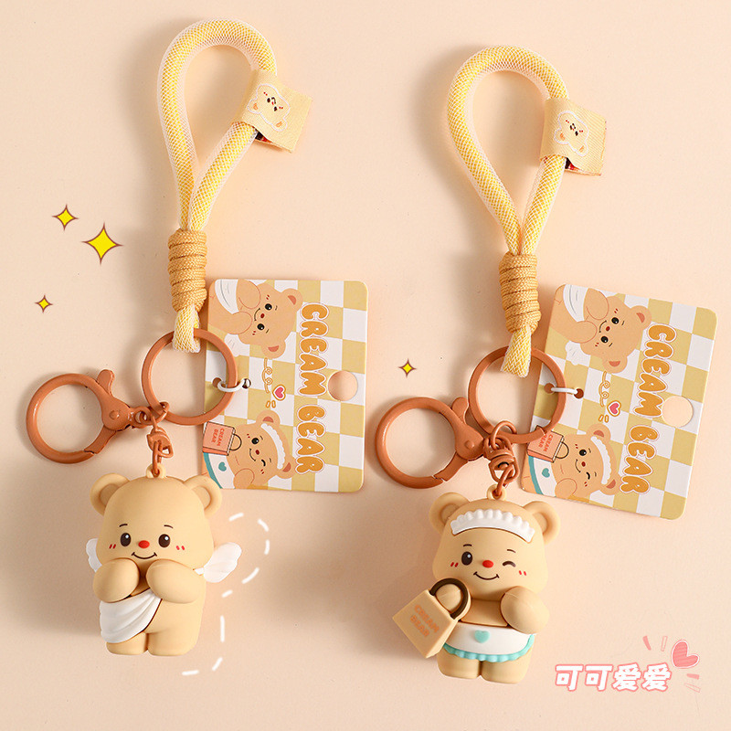 Cartoon Animal Pendant Key Ring Silicone Keychain in Various Colors for Women and Kids