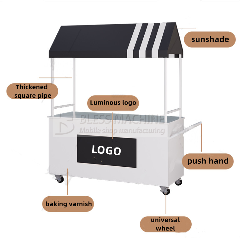 4wheels multipurpose mobile commodity stall trolley handcart for modern stylish outlet