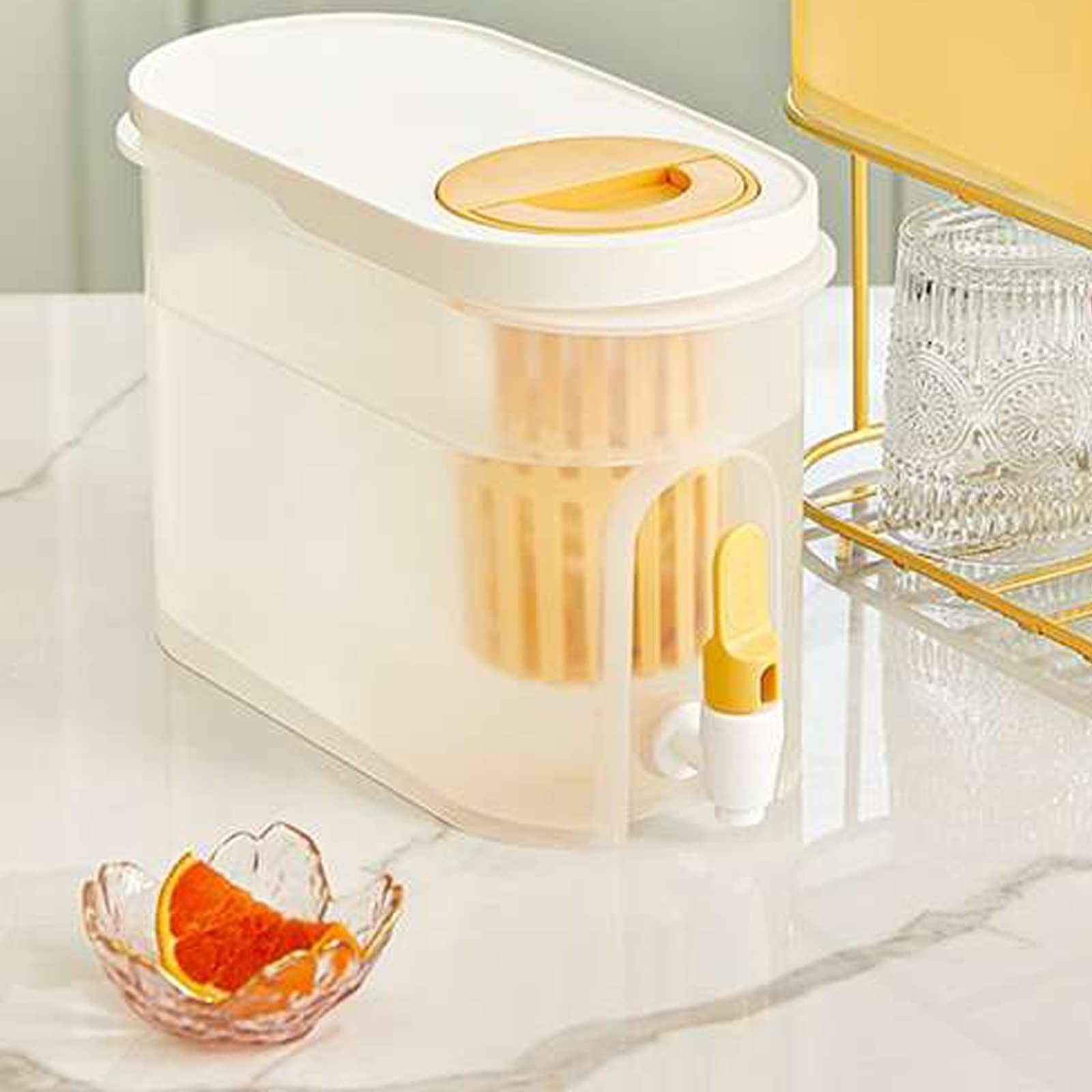 3.9L Cold Kettle with Faucet Large Capacity Double Filtration Space Save Drink Dispenser Water Jug Cold Water Pitcher