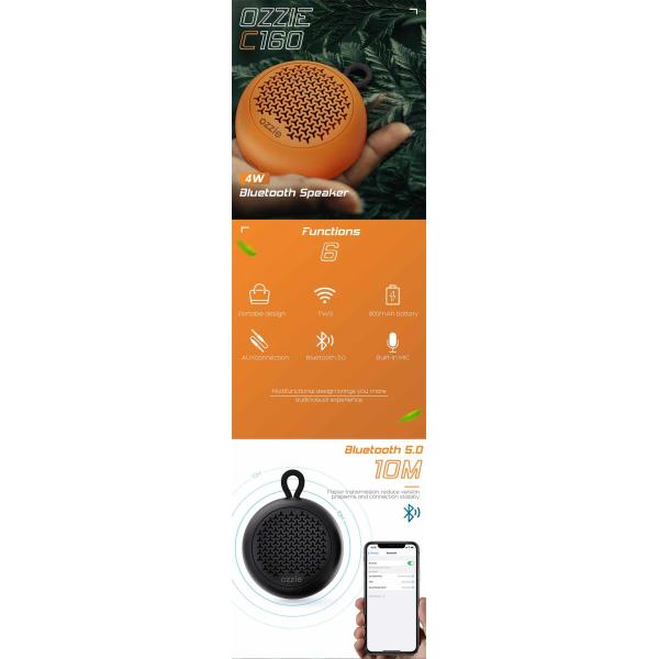Mini Outdoor Speaker 5W C160 , 24 Play Hours Wireless Bluetooth Speaker