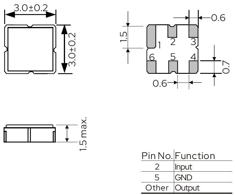 DCC6C-3*3-SAW-Filter-Dimensions