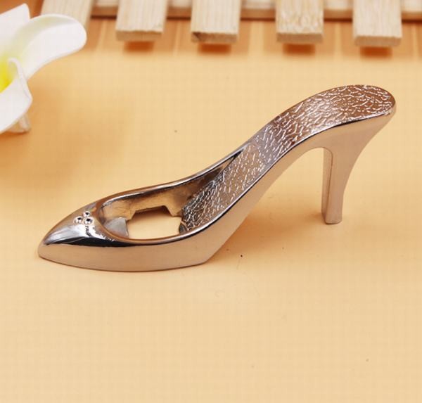 3D chrome plating high heels slipper shape beerl bottle opener, Innovative wedding favor