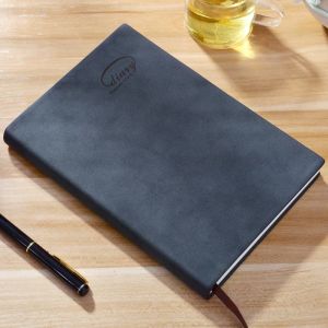 Black Leather Diary Hardcover Journals College Ruled Notebook