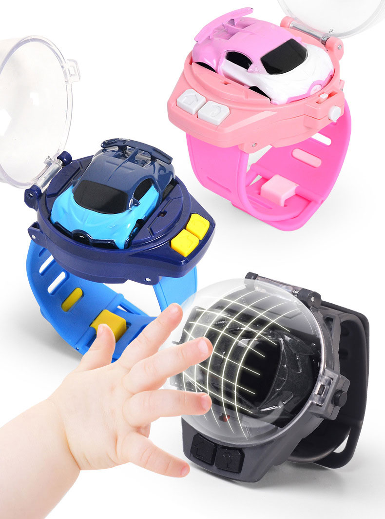 Kids Mini RC Car Watch 2.4 GHz Cartoon RC Racing Car USB Charging 4 Channels for Kids