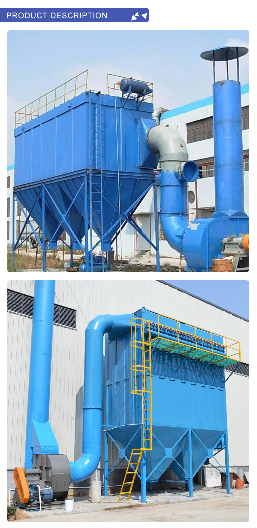 8 Pulse Valves Industrial Baghouse Dust Collector System with 0.2 Micron Minimum Particle Size