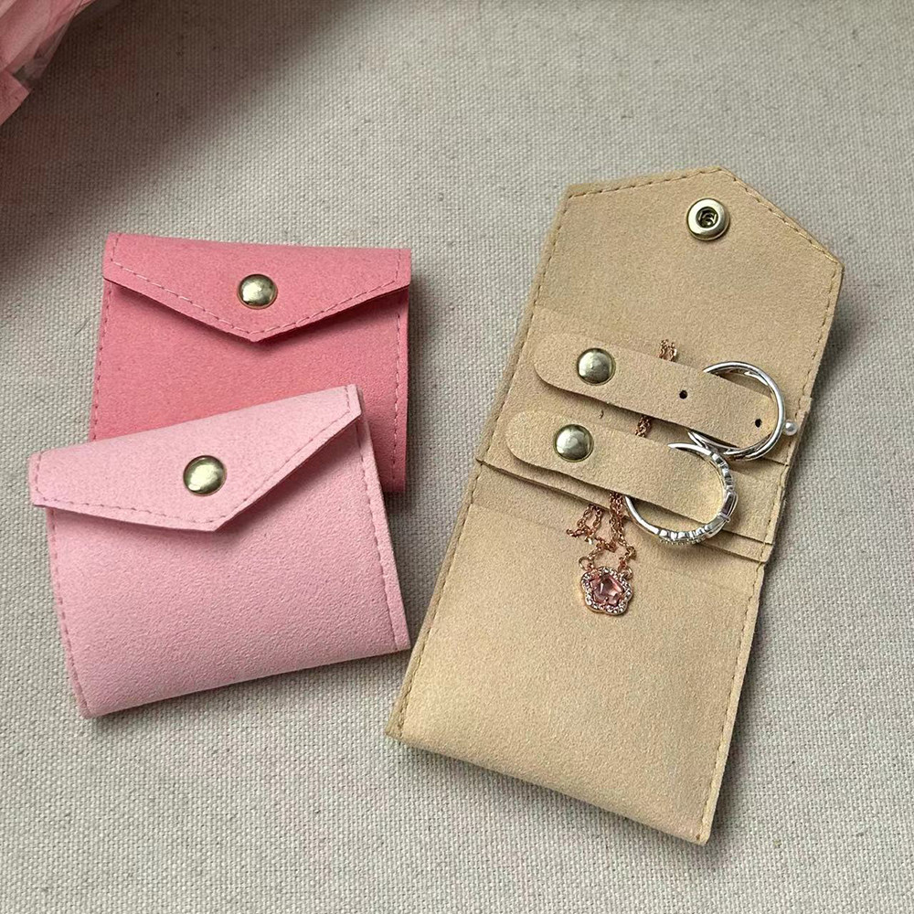 Mini Pink Travel Jewelry Organizer Soft Microfiber Storage Bag