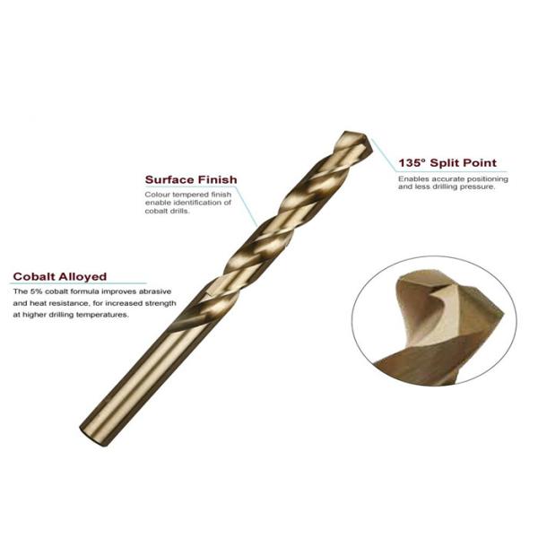 Amber Finished Cobalt Drill Bit , Parallel Shank Hss Twist Drill Bit