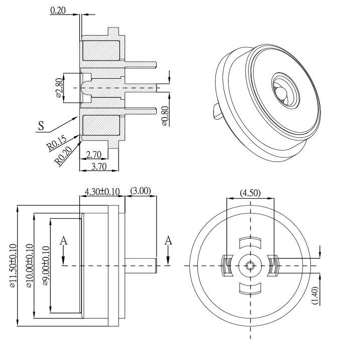 Diameter 10.0mm Black Round Male Female Magnetic Connector For Electronic Device