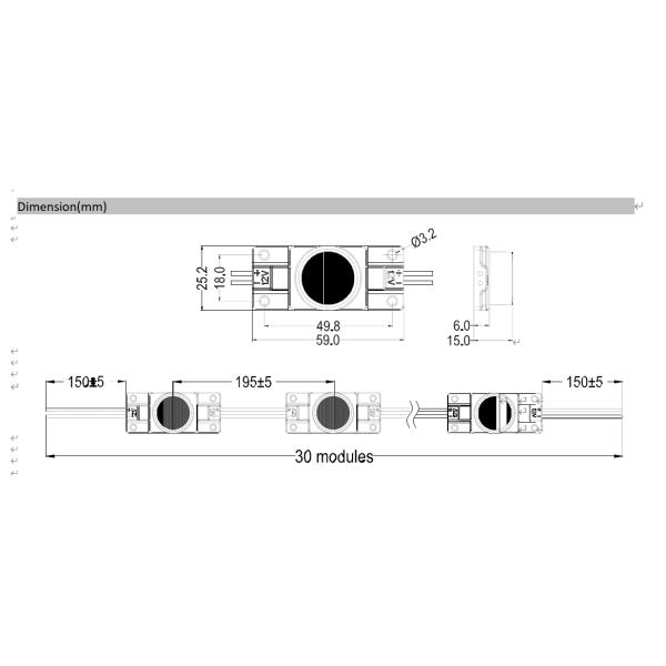 White Color Channel Letter Led Modules IP65 Waterproof 12V Voltage