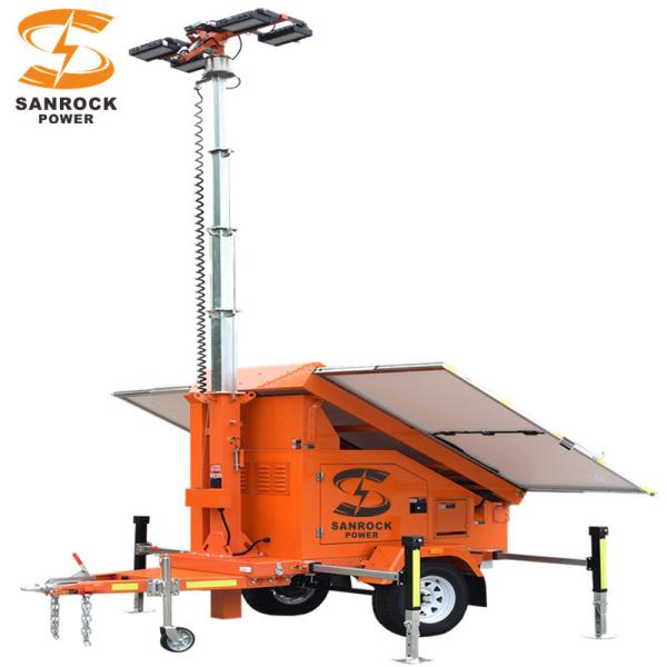 Monocrystalline Solar Light Trailer Portable Lighting Towers 6.5/7.5/9M Height Adjustable