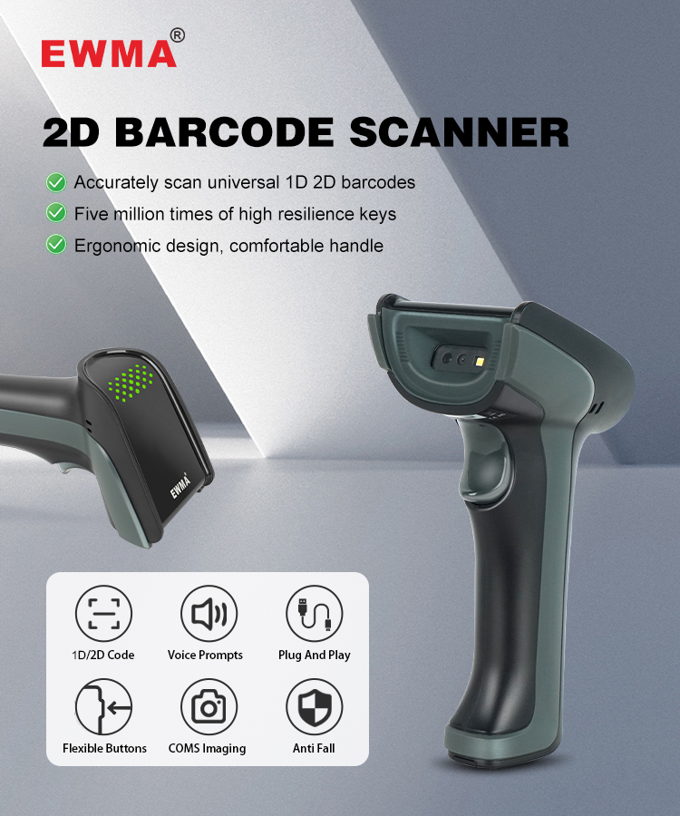 Luckydoor Pos Scanners Qr Code Scanner with Usb Cable 2d Barcode Scanner for Pos Systems