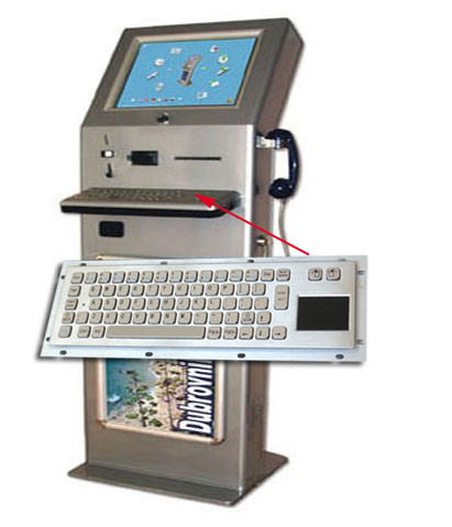 Vandal proof industrial Computer Kiosk keyboard with Stainless steel panel mount