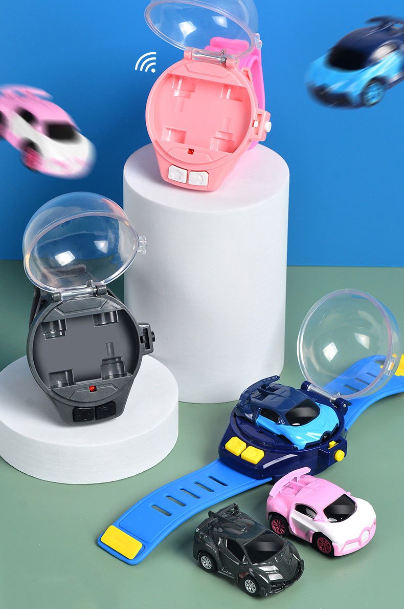 Kids Mini RC Car Watch 2.4 GHz Cartoon RC Racing Car USB Charging 4 Channels for Kids