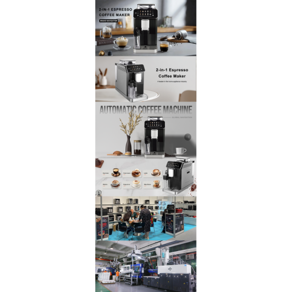 Automatic Bean to Cup Coffee Maker 7 Inch Display 15 Bar Pump Cappuccino Latte