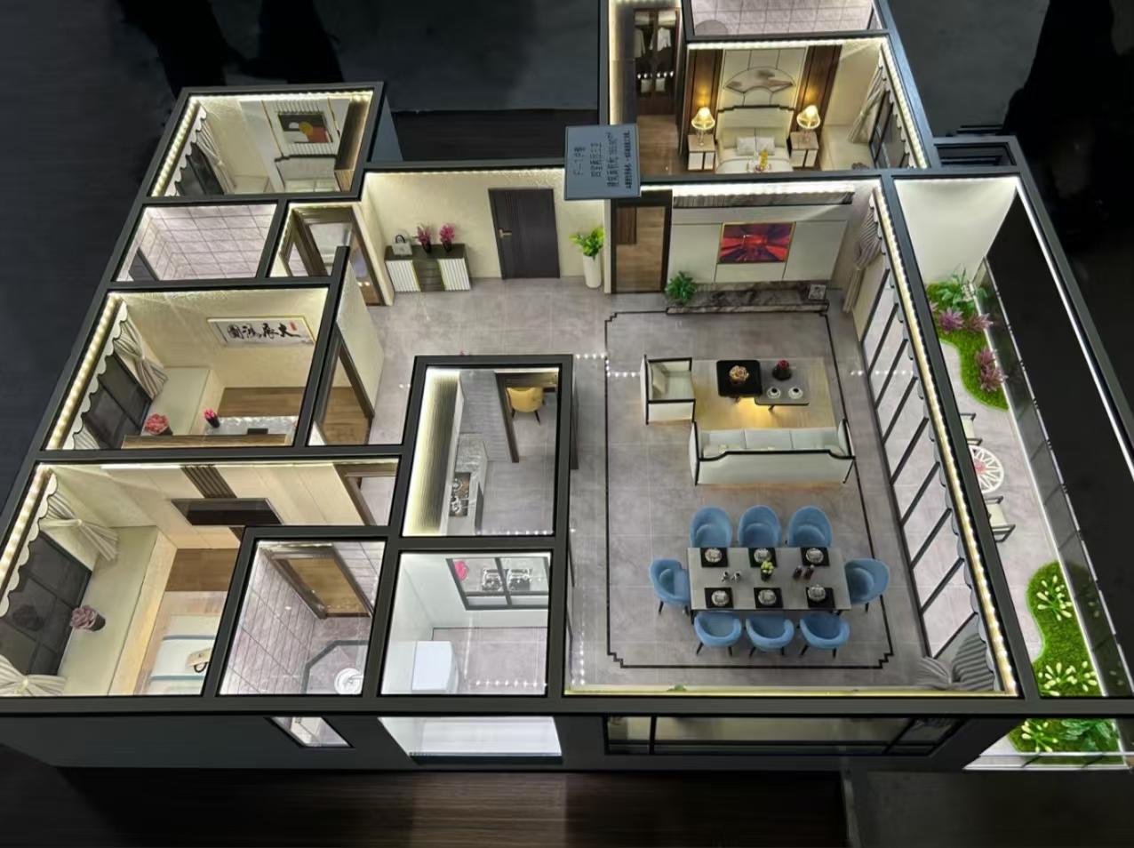 Contemporary House Interior Models 1:25 LED Illumination Interior Architecture Model