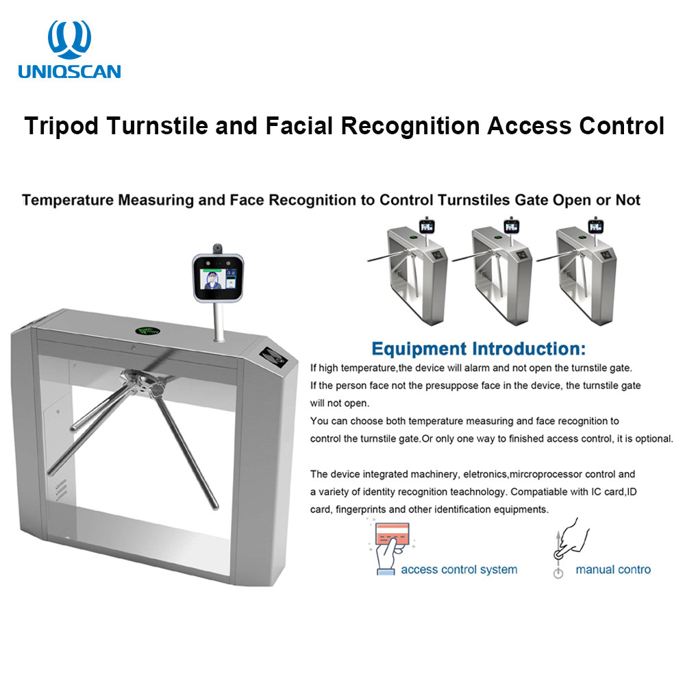 Fever Facial Recognition Access Control Biometrics SUS304 Tripod Barrier Gate