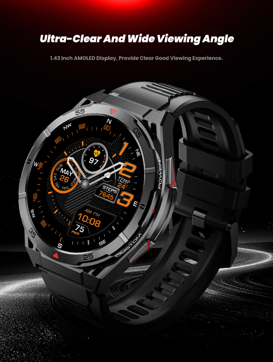 X2 GPS Smart Watch with 1.43" AMOLED Display and 490mAh Battery