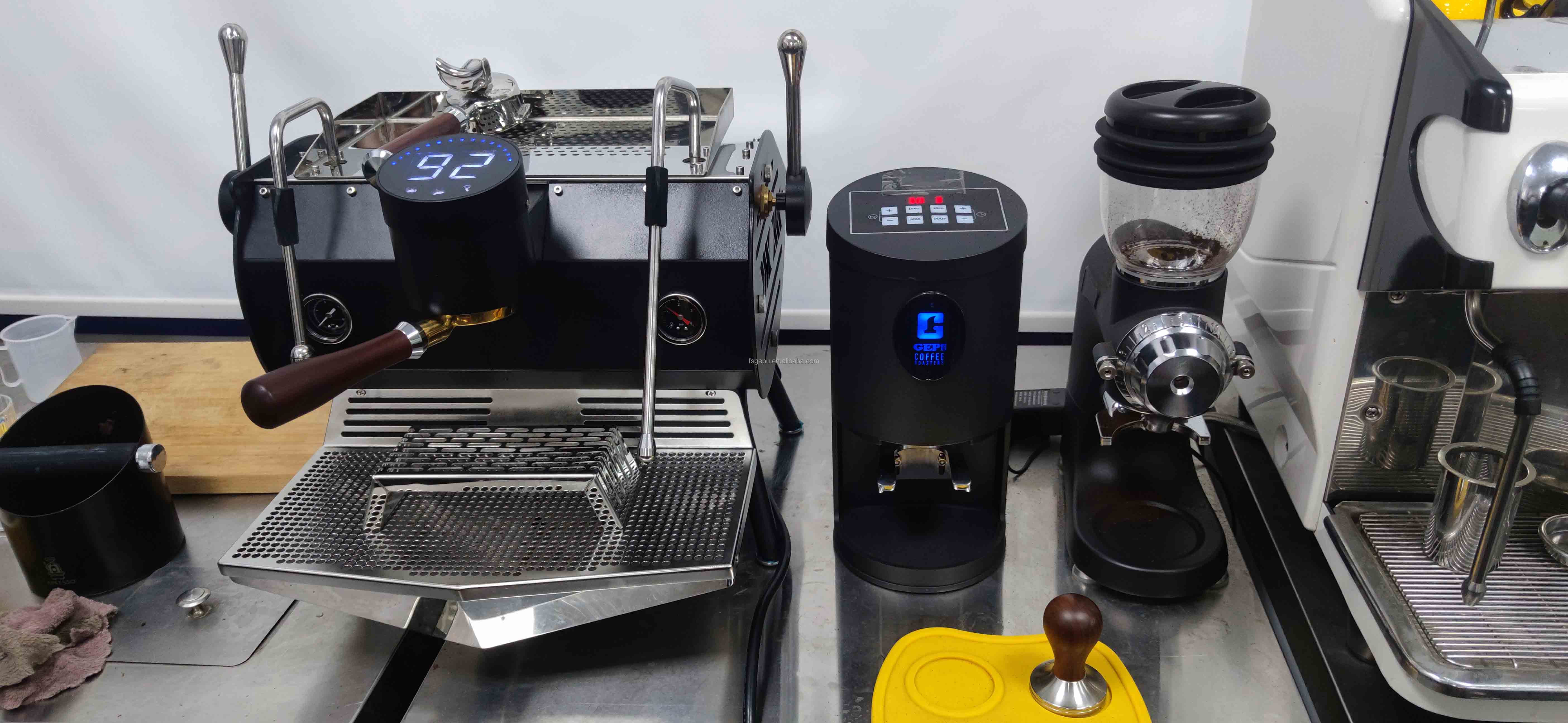 6.0L Double Boiler Latte Coffee Maker with 3 Powder Bowls and 58mm Solid Wood Handle