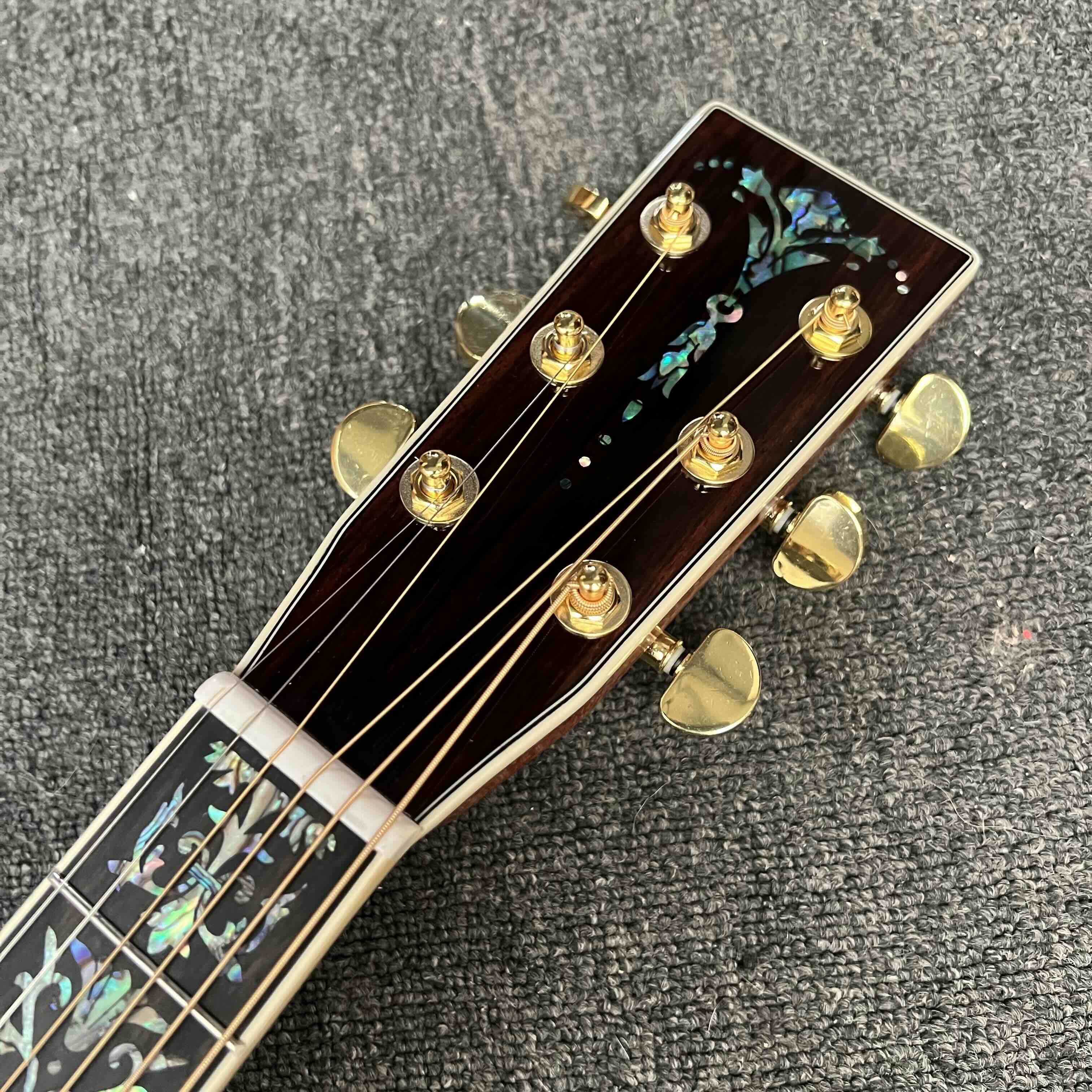 Left Handed D Body Solid Koa Top Acoustic Guitar with KOA Wood Back Side Abalone Binding Life Tree Inlay Deluxe KOA Guitar OEM