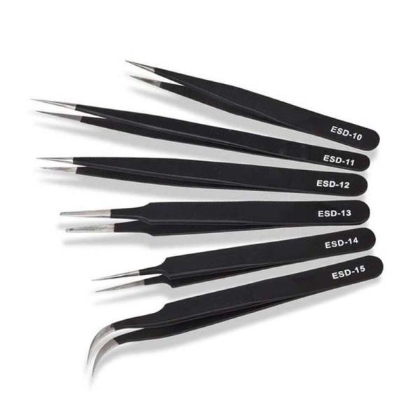 Quality 110mm Black Electronics Phone Repair Anti Static Esd Safe Tweezers for sale
