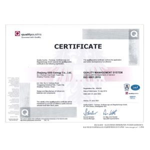 Zhejiang GBS Energy Co., Ltd. Certifications