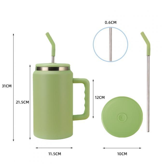 Custom Colors Food Grade 50 Oz Stainless Steel Tumbler Vacuum Insulated Coffee Tumbler No Spill With Straw Handle Keeping Drink Hot Cold 12-24 Hours