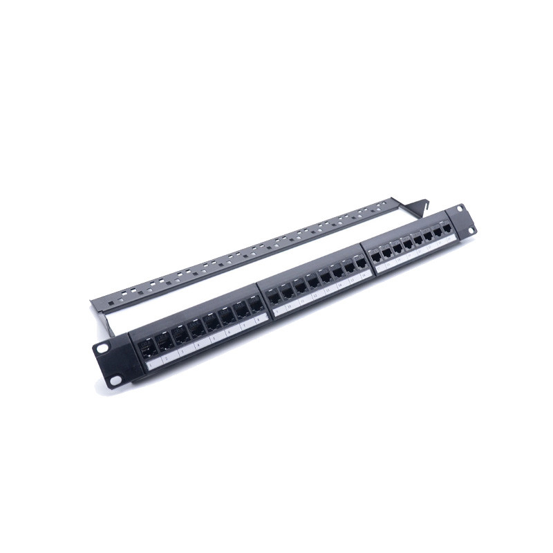 1U black 19" 24 Port rj45 STP CAT6 RJ45 Patch Panel running a small business