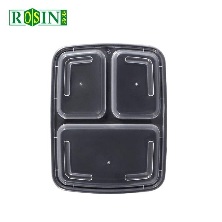 Square 3 Compartment Takeaway Food Container 1000ml Disposable Takeaway Containers