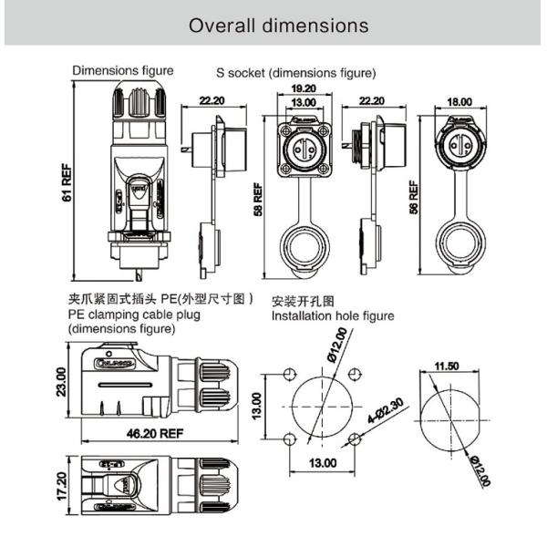 CNLINKO M12 Power Adapters Plug Socket 2 Pin Extension Wire Metal Circular DC Connector Waterproof IP68 for Led Lighting