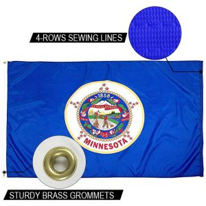 Quality Strong Canvas Heading And Brass Grommets Custom Flag State Of Minnesota Flag 3x5 Ft for sale