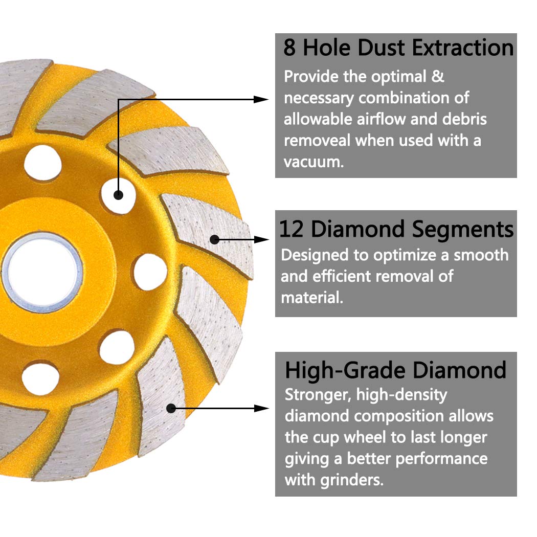 180mm 7 Inch Diamond Cup Concrete Grinding Wheel V Shape Teeth