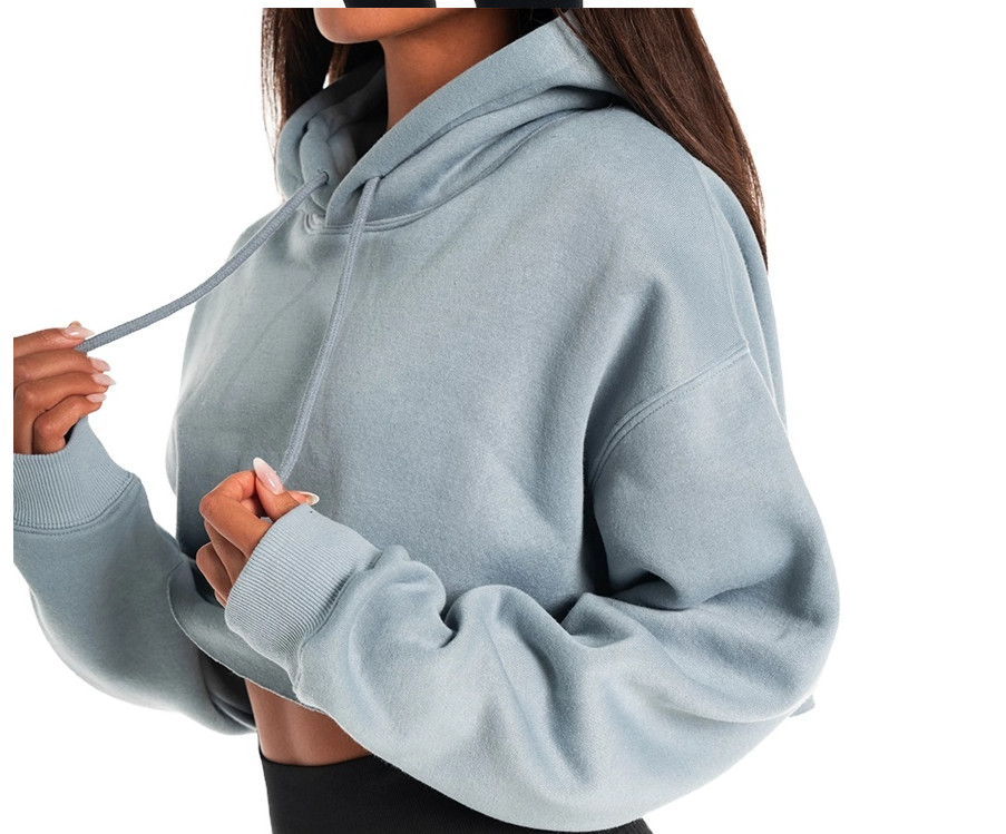 Fashion Cotton Sports Team Hoodies Printed Long Raglan Sleeve Oversized Cropped Top