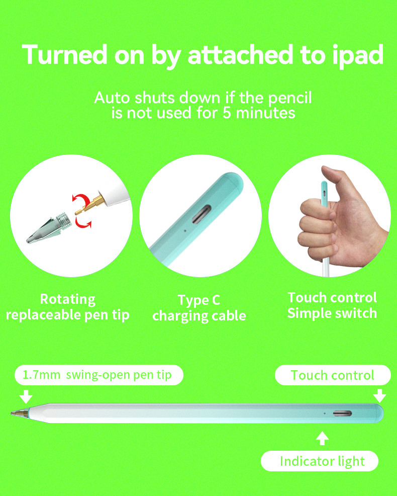 Colorful Smart Stylus Pen For IPad With Magnetic Wireless Charging