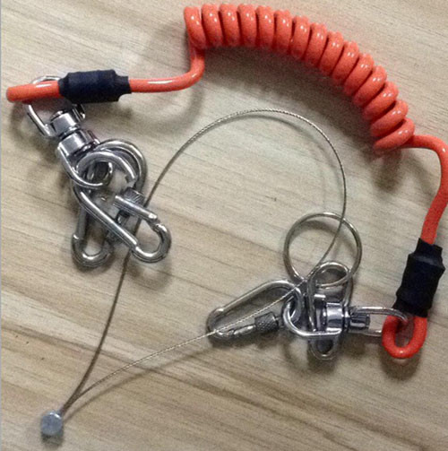 Quality Good Strong Carabiner Lock Coiled Lanyard Tether Protect Tools for sale