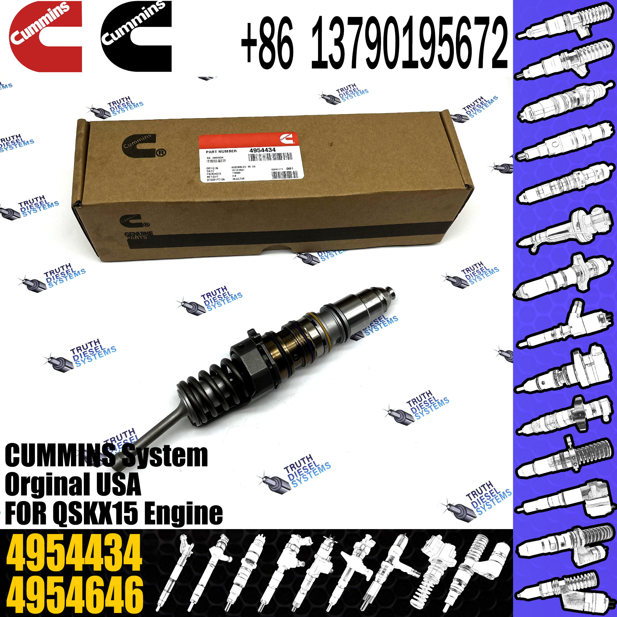 Diesel Engine Fuel Common Rail Injector 4062569 1846348 4954434