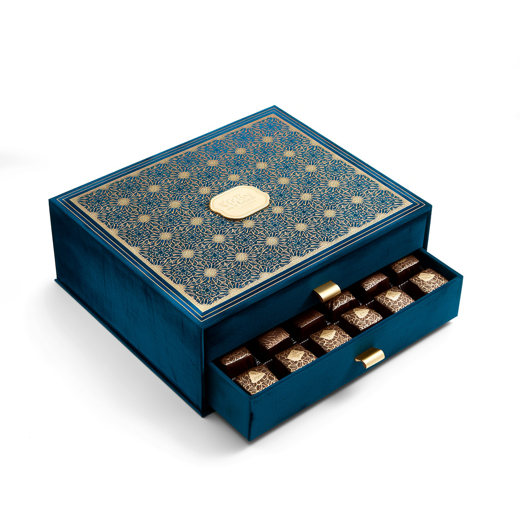Quality Customised Chocolate Velvet Textured Drawer Gift Boxes for sale