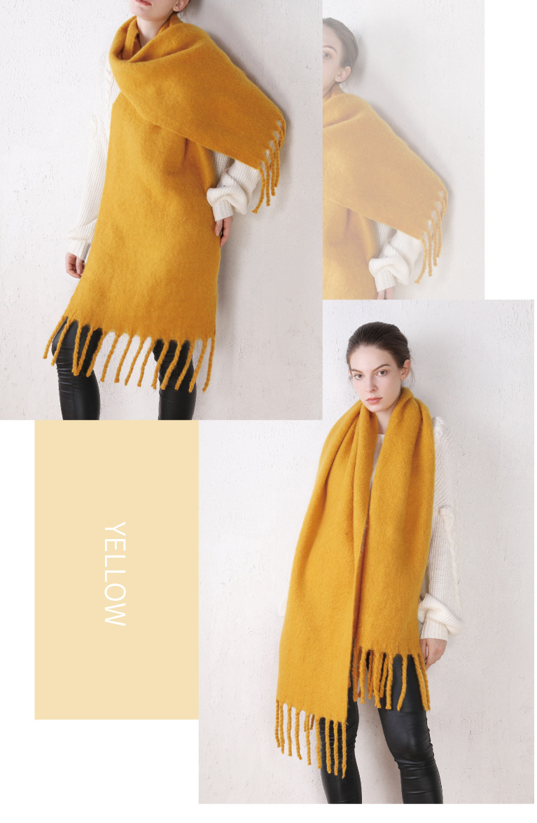 Y-Z 2025 Winter Nordic Polar Fleece Female Scarf Comfortable Cosy Boho Shawl with Fringed for Christmas Festival Vegan Style
