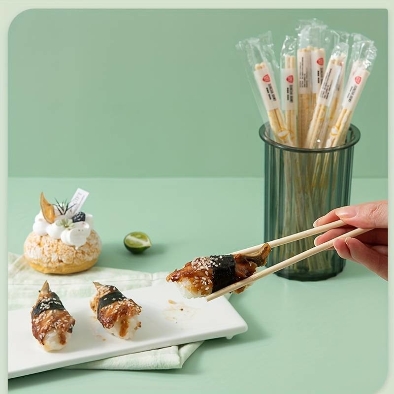Eco-Friendly Customizable Logo Disposable Bamboo Round Chopsticks Natural Color and Sustainable
