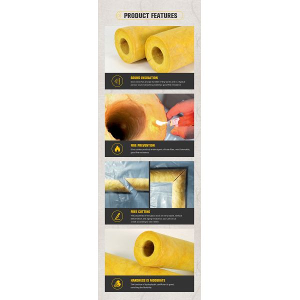 Glass Wool Pipe Insulation – Thermal, Flame-Retardant Soundproof for HVAC Systems