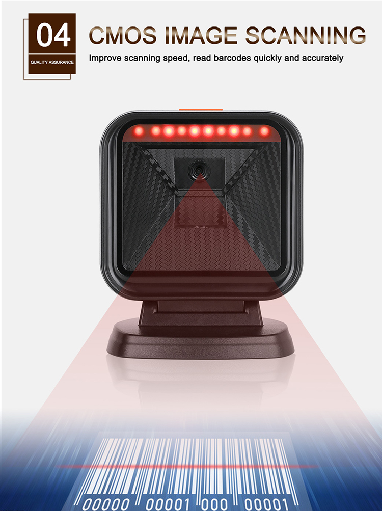 High Performance 1D 2D Hands Free Scan Qr Bar Code Reader Desktop Presentation Barcode Scanner