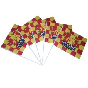 Quality 14x21cm Hand Held Flags Customized With Pointed Plastic Wood Pole for sale