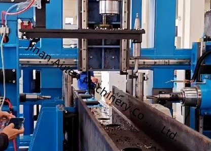 3 Sets Tool Magazine 3D CNC H Beam Drilling Tapping And Cutting Machine Φ10 Hydraulic Marking Unit Character Size