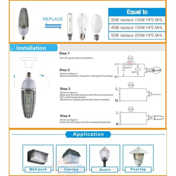 30W 40W 50W E27 E40 E26 E39 new Olive design corn street lamp IP65 Waterproof good quality high lumens AC85-277V