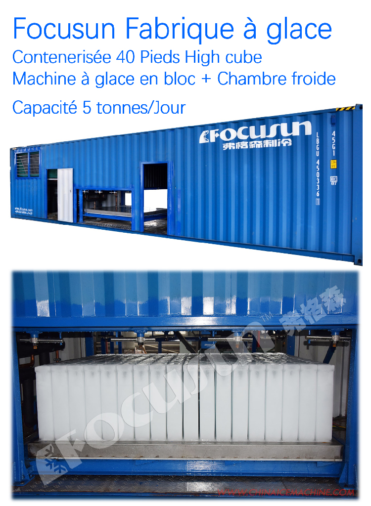 All-in-One Focusun Cold Room 5 Ton/Day Block Ice Maker for Energy Mining Industry